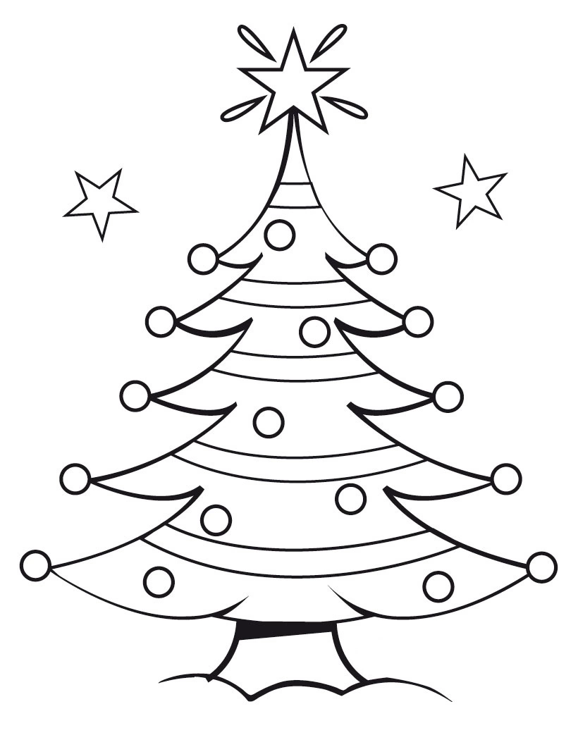 Christmas tree among the stars coloring book